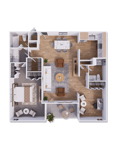 Floor plan for 1 bed, 1 bath, 1022 sqft